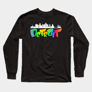 Detroit Michigan Skyline Long Sleeve T-Shirt